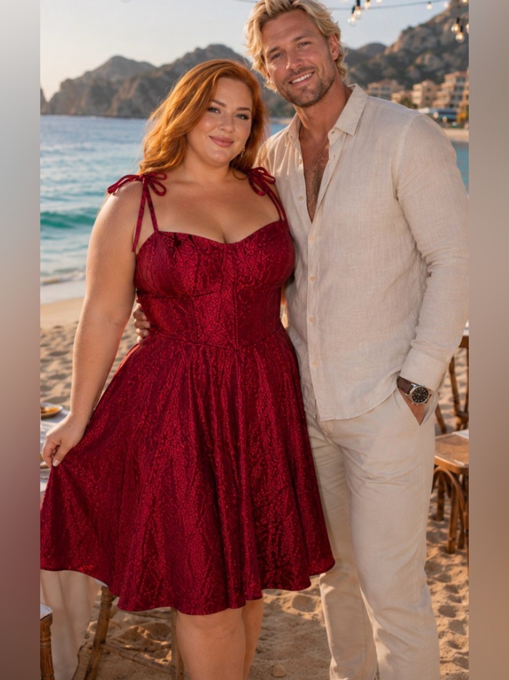 Red Spaghetti Strap A-Line Dress